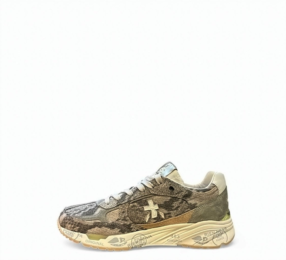 Premiata Mased Military Print Lace Sneakers