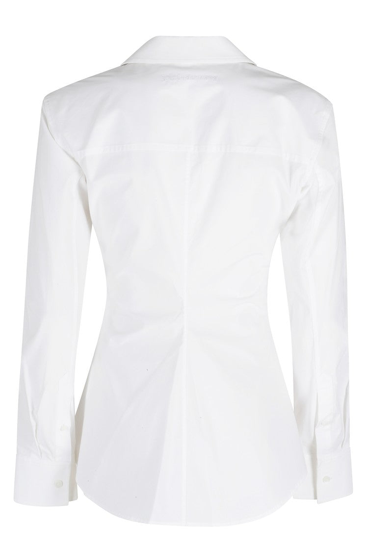 Alexander Wang White Curled Front-Zipper Cotton-Blend Shirt