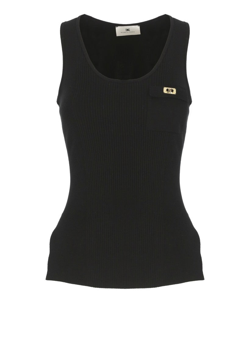 Elisabetta Franchi Black Top With Logo
