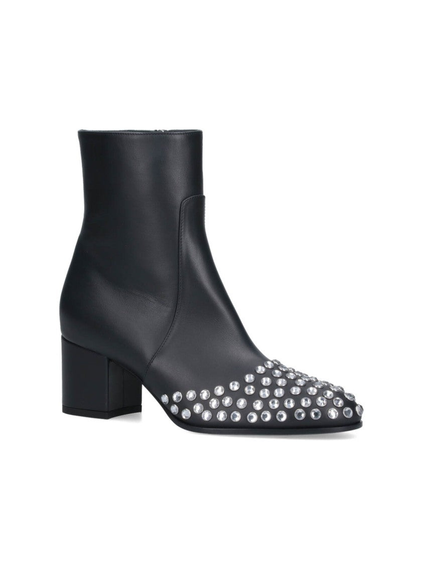 Alaïa Ankle Boots With Silver Rhinestone Detailing