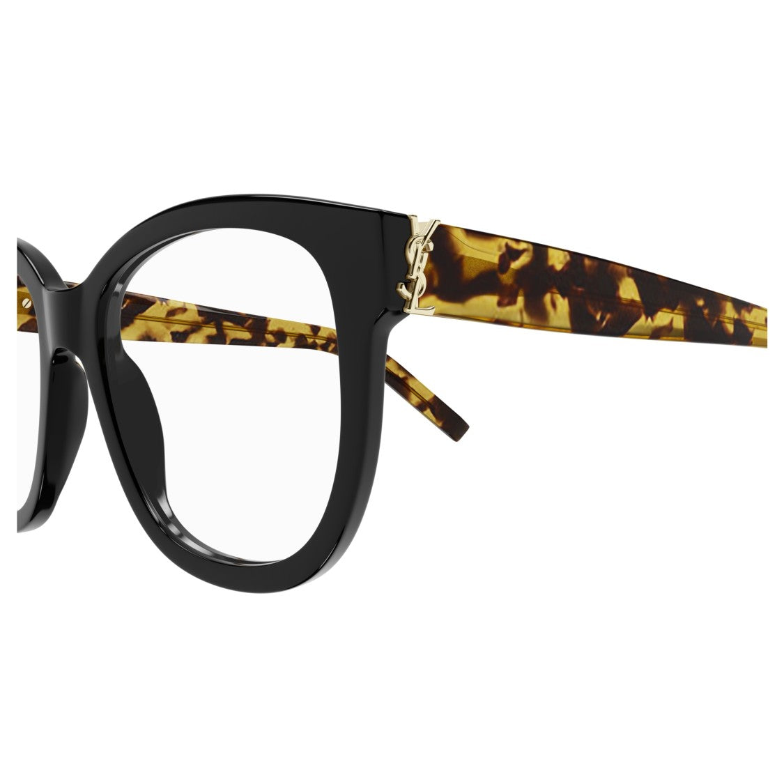 Saint Laurent Oversized Square Sunglasses With Tortoiseshell Temples And Gold Accent