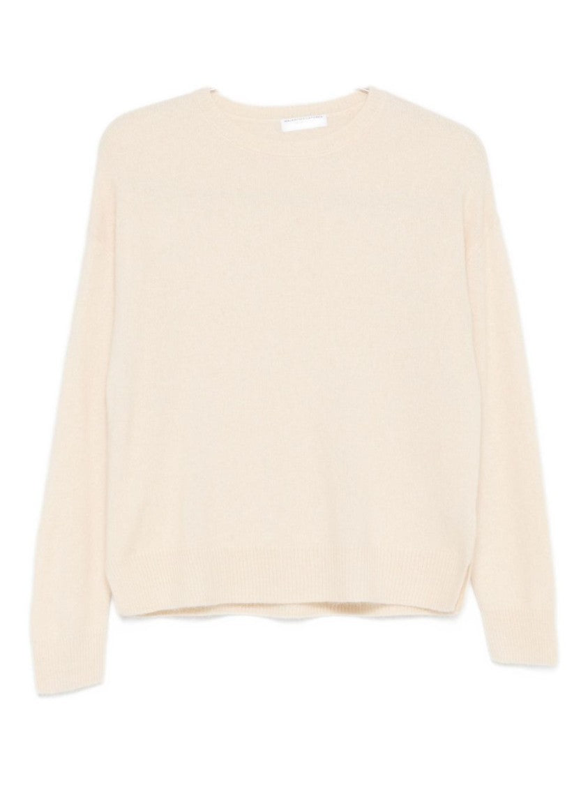 Majestic Filatures Long-Sleeved White Wool Blend Sweater