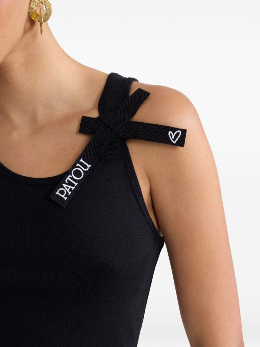 Patou Black Silk And Nylon Knit Top
