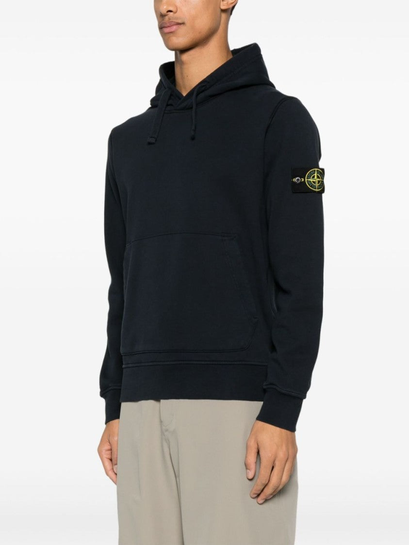 Stone Island Blue Relaxed-Fit Black Hoodie