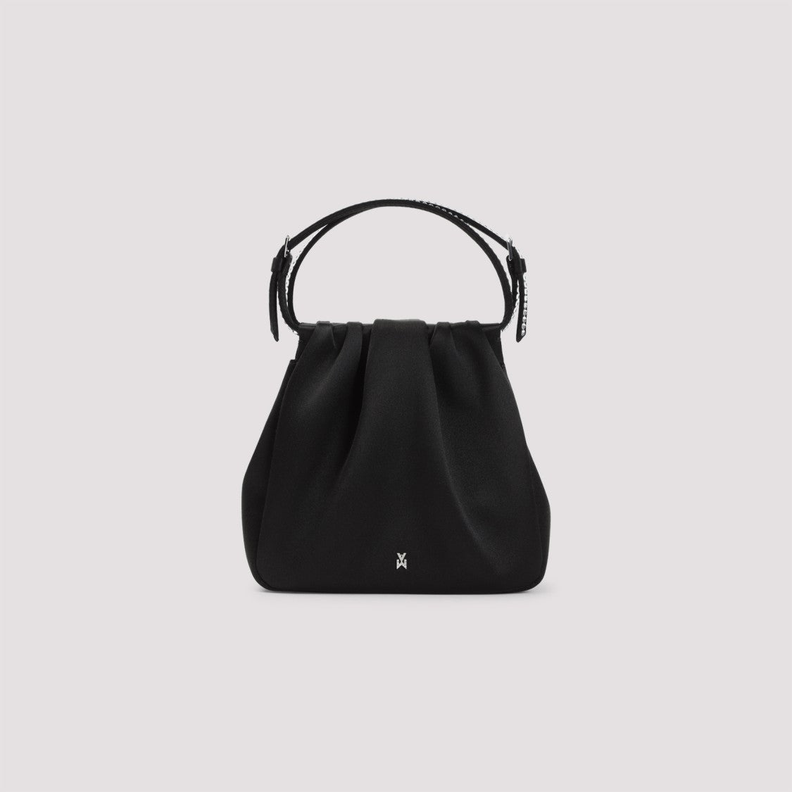 Amina Muaddi Black Satin Handbag With Crystal Accents