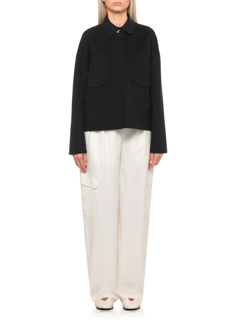 Fabiana Filippi Blue Classic Collar Wool Zip Jacket