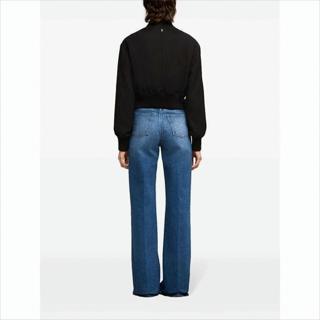 Ami Paris Cropped Bomber Jacket With Ribbed Details