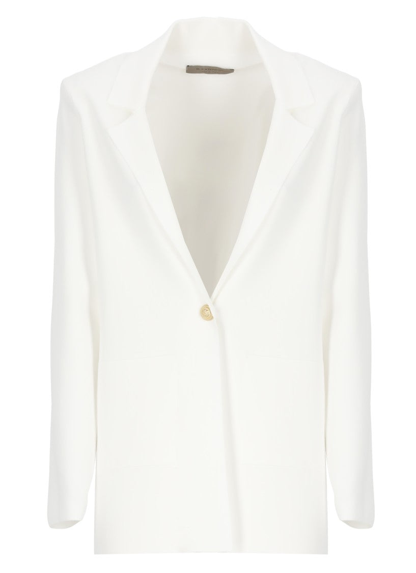 D. Exterior White Viscose Blazer