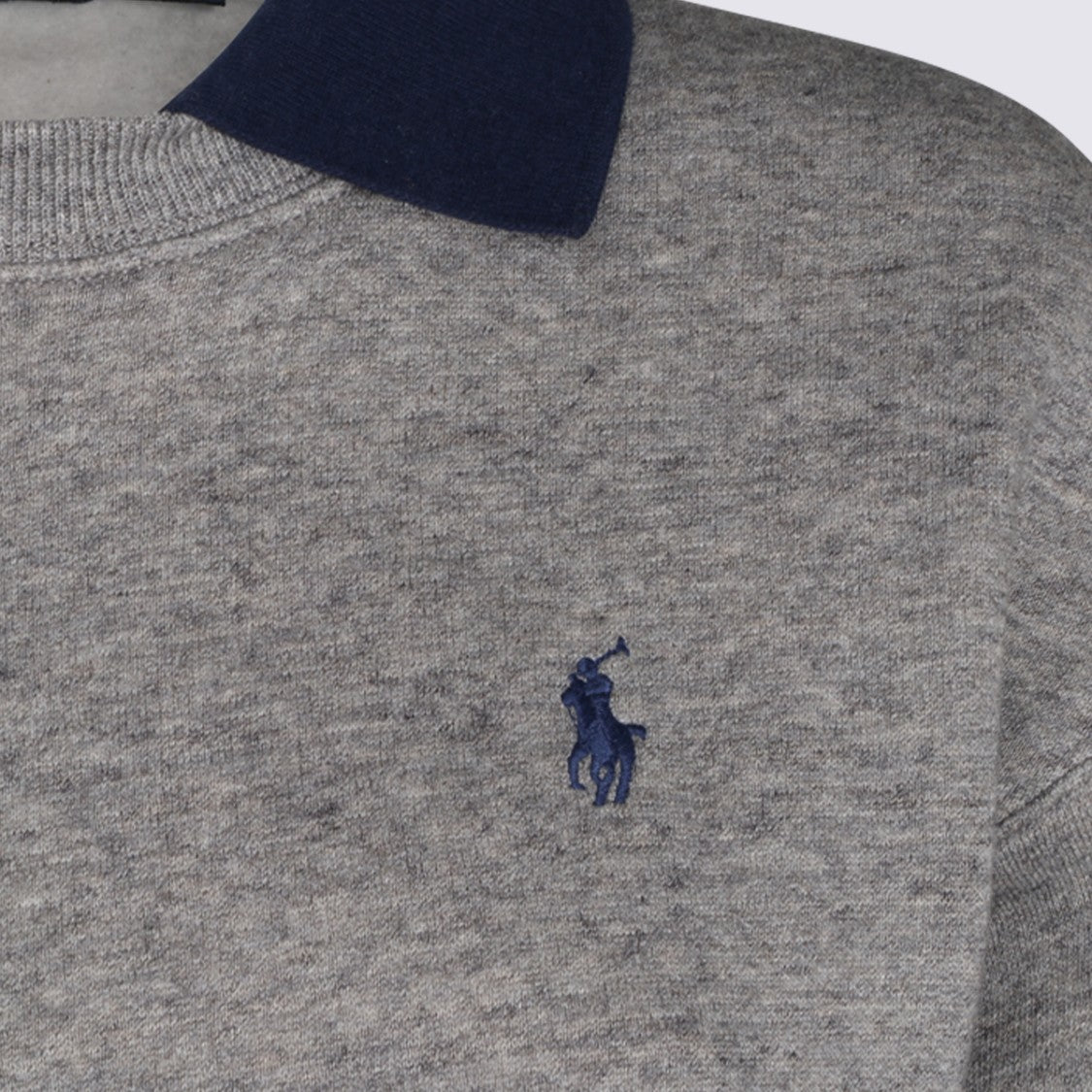 Polo Ralph Lauren Heather Grey Knit Sweater With Contrasting Collar