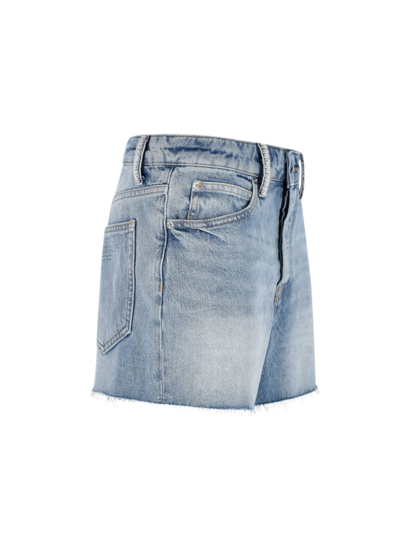 Alexander Wang Light Blue Cotton Mid-Rise Denim Shorts