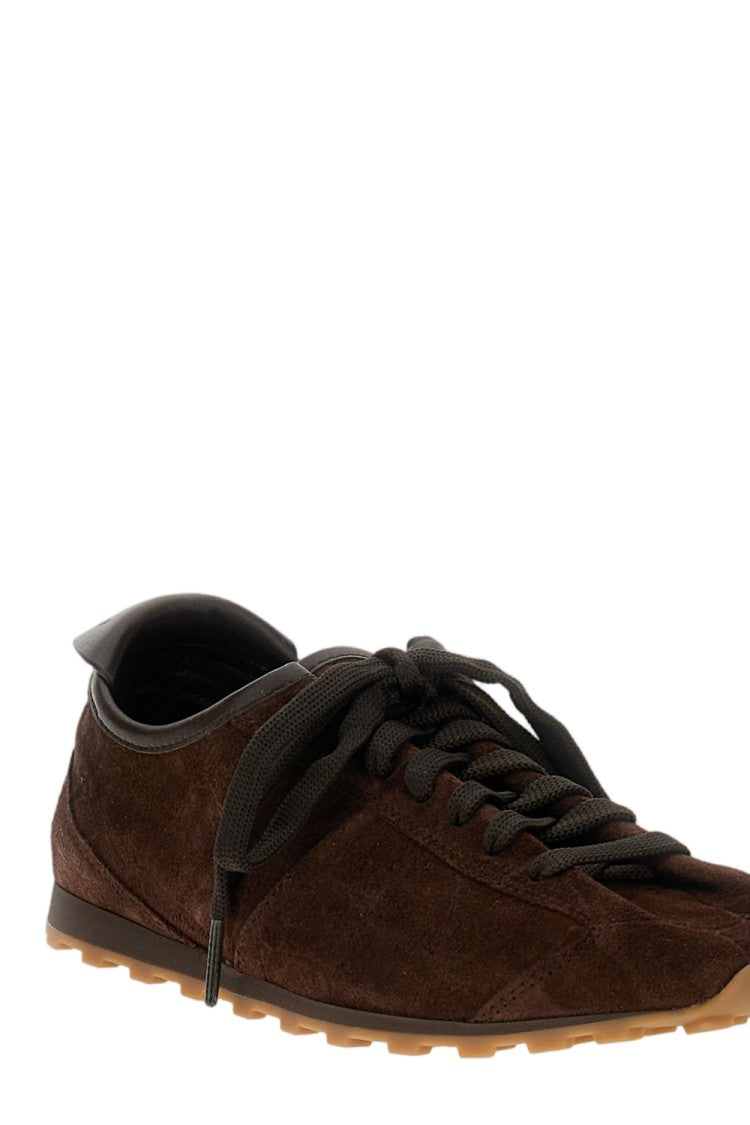 Jacquemus Sleek Low-Top Lace-Up Suede Sneakers With Contrasting Rubber Sole