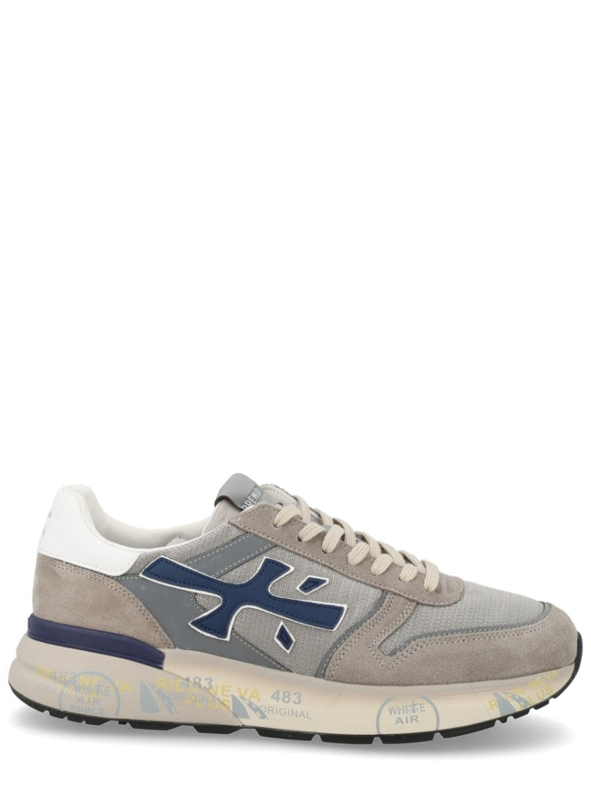 Premiata Mick Mesh Suede Navy Logo Sneakers