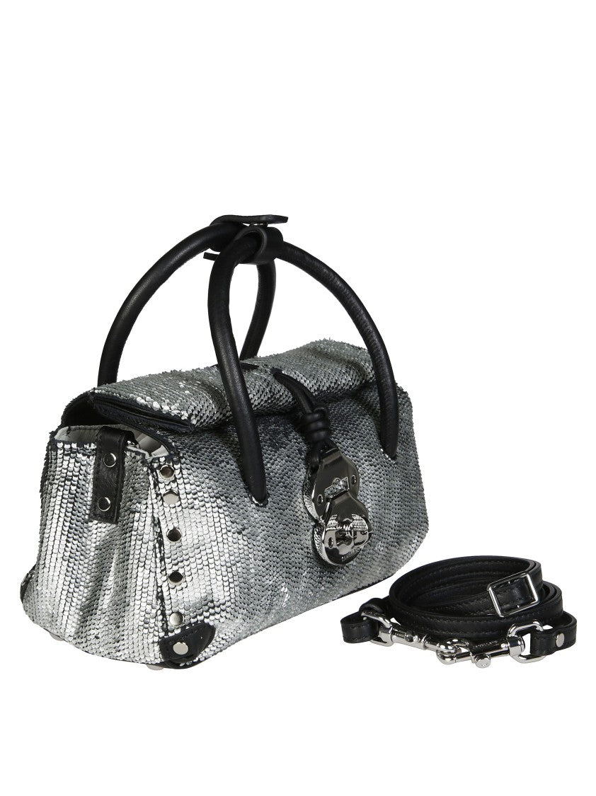 Zanellato Compact Silver-Toned Shoulder Bag With Top Handle
