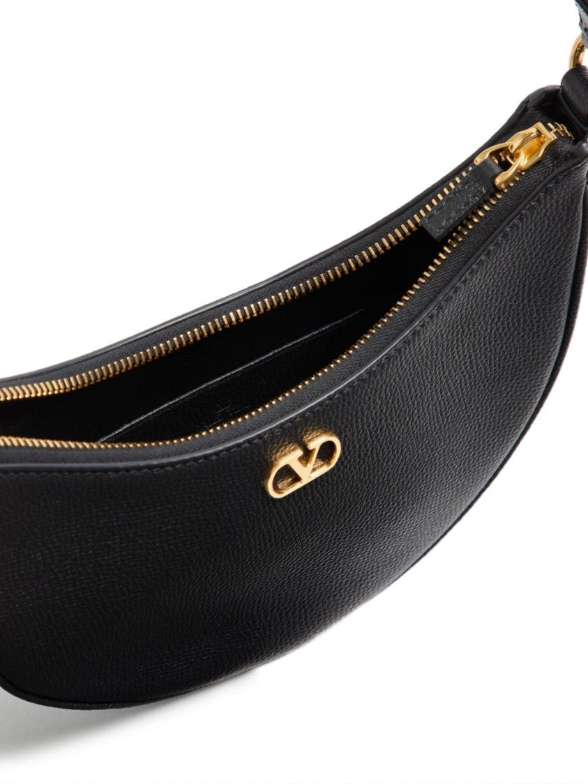 Valentino Garavani Crescent-Shaped Handbag In Textured Leather