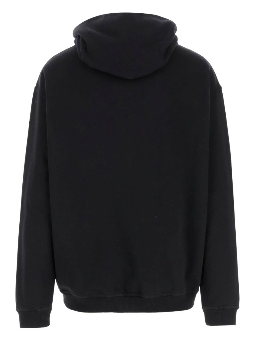 Maison Margiela Hooded Black Sweater With Iconic Logo Print