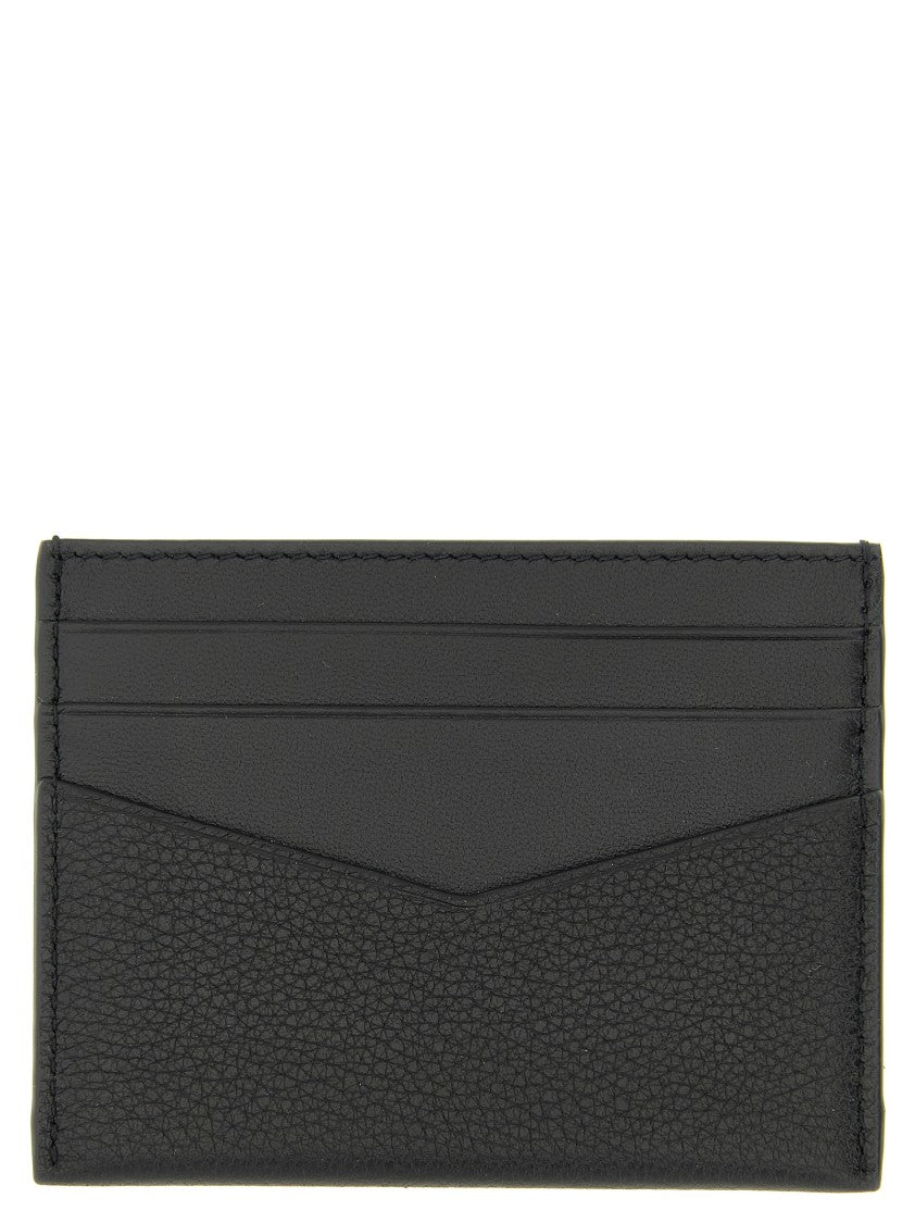 Givenchy Hammered Black Leather Cardholder With Logo Print