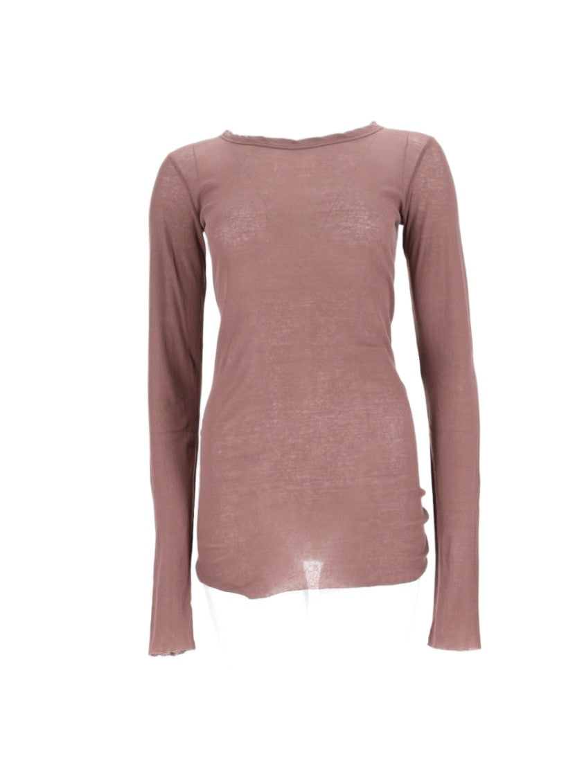 Rick Owens Long-Sleeved Sheer Texture Cotton Top