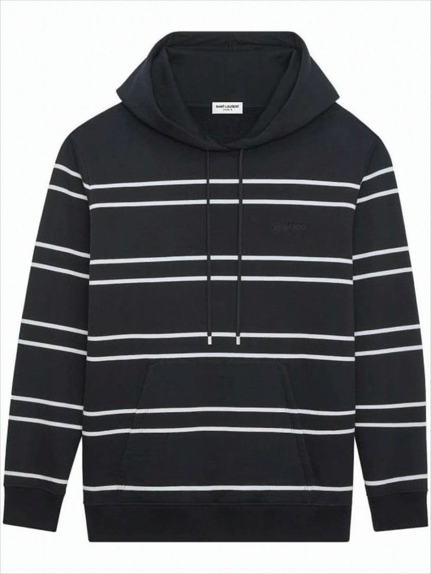 Saint Laurent Hooded Sweatshirt With Striped Pattern And Embroidered Detail