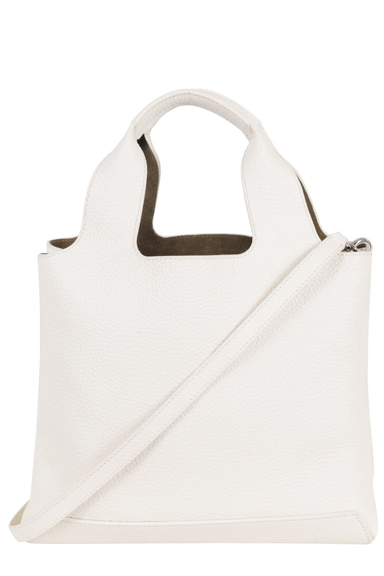 Hogan White Small Shopping Removable-Strap Leather Tote Bag