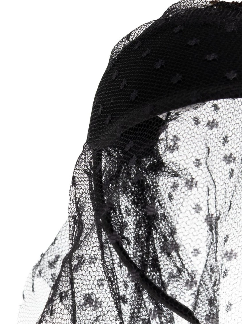 Alexander Mcqueen Woven Headband With Delicate Lace Bow