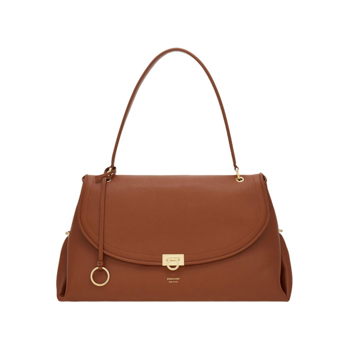 Salvatore Ferragamo Embossed Leather Shoulder Bag With Hook-And-Eye Closure