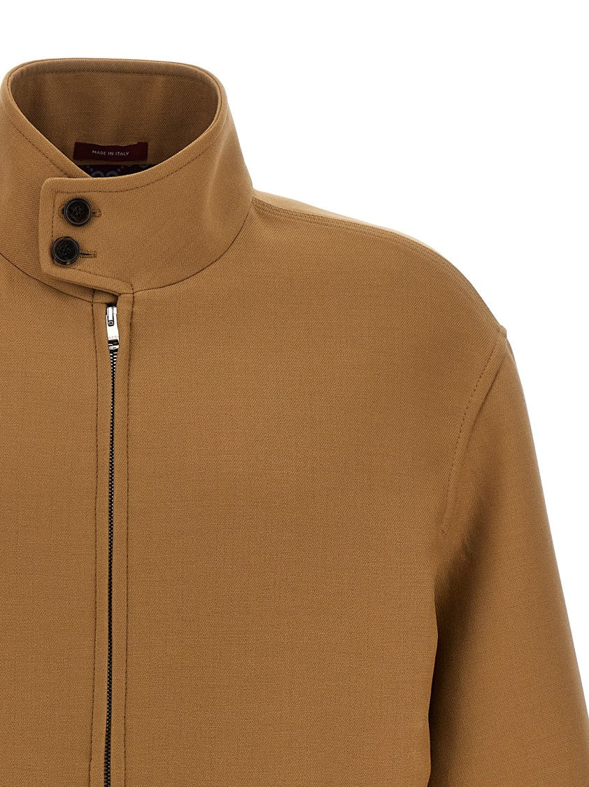 Gucci Stretch Ribbed Knit Wool Jacket With Gg Monogram Lining