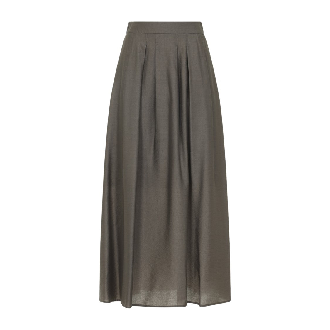 Peserico Flowing Brown Maxi Skirt With Subtle Pleats