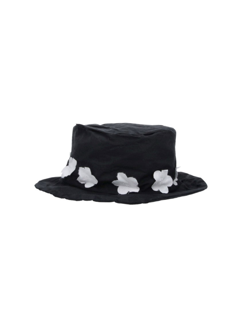 Scha Black Round Crown White Floral Hat