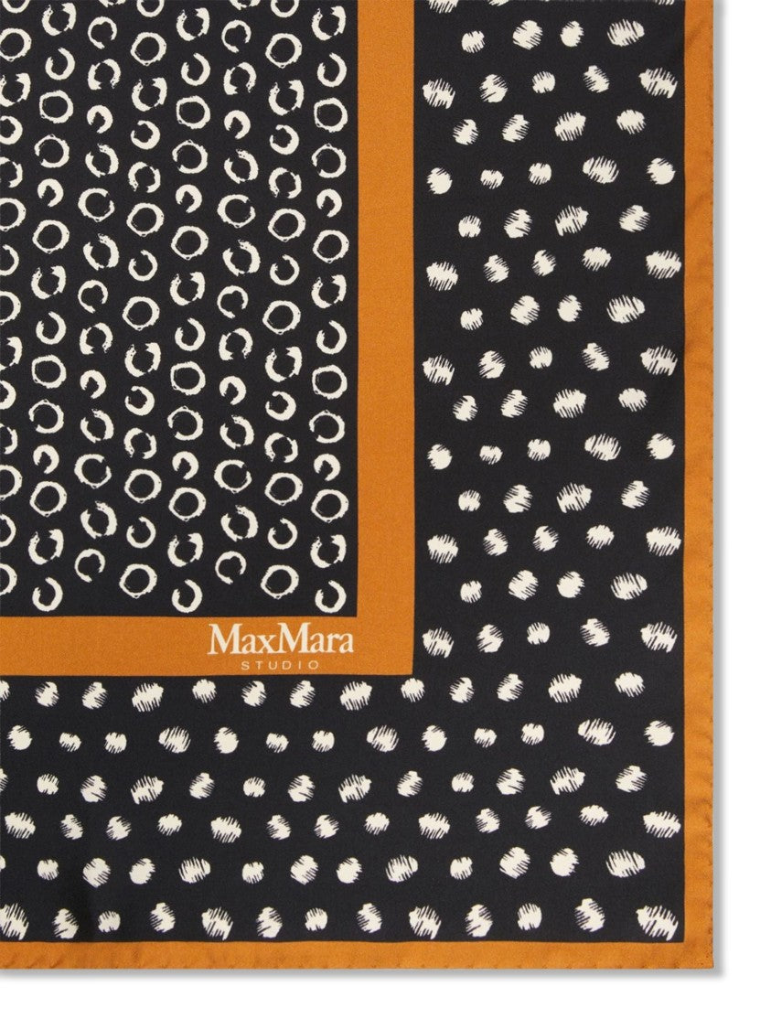 Max Mara Abstract Dot Print Border Silk Scarf
