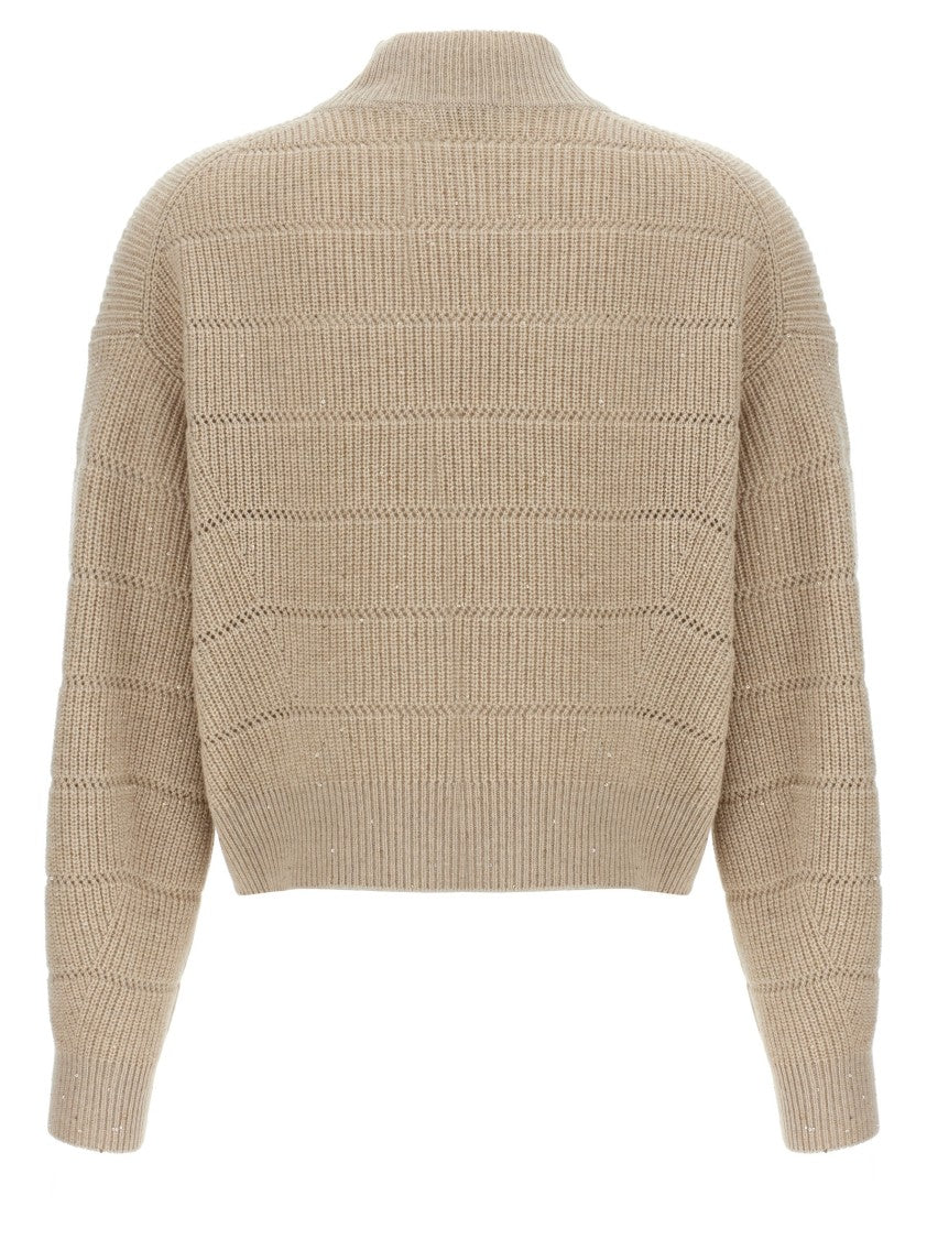 Brunello Cucinelli Rustic Dazzling Net' Cropped Sweater