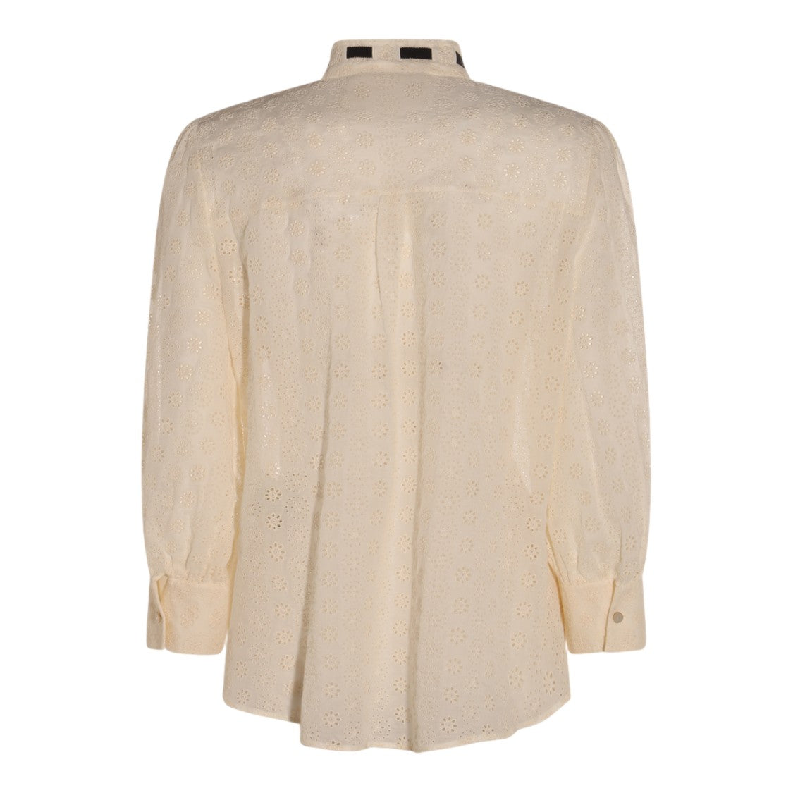 Valentino Ivory Blouse With Floral Eyelet Patterns