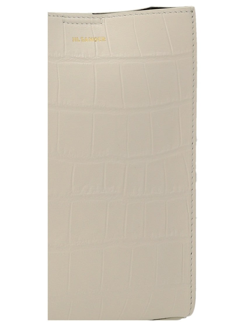 Jil Sander Crocodile-Embossed Rectangular Crossbody Bag With Braided Strap Detail