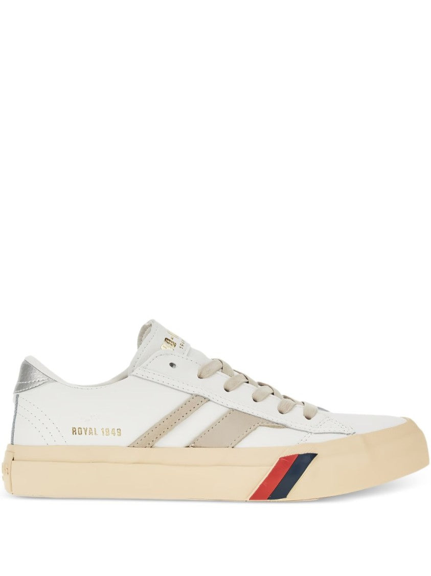 Pro-Keds Low-Top Leather Sneakers With Accent Stripes And Silver Detailing