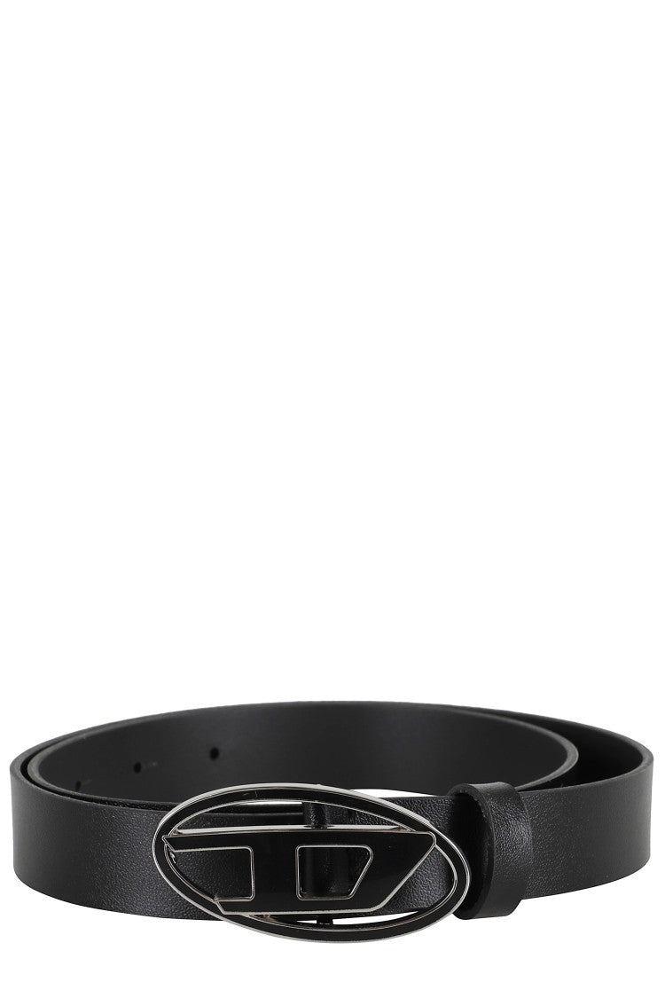Diesel B 1Dr 25 Black Leather Belt With Distinctive Logo Buckle