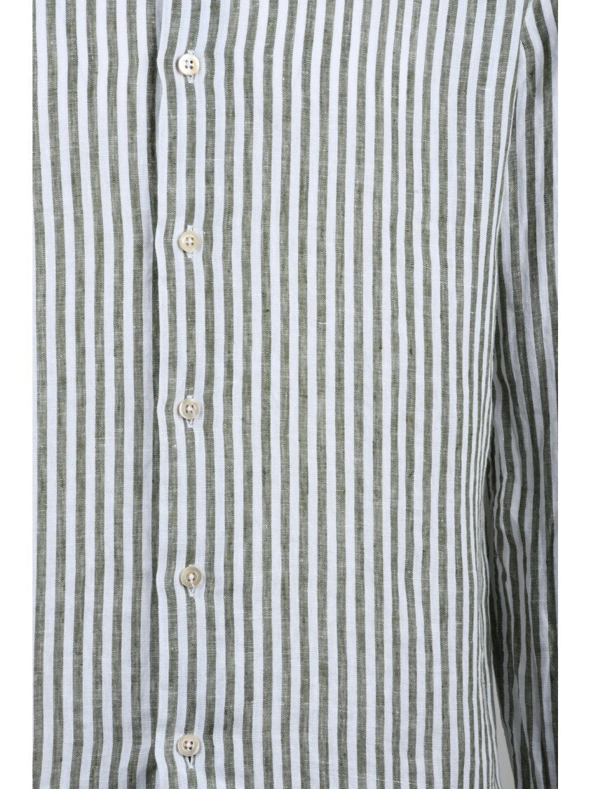 Grigio White Green Striped Linen Shirt