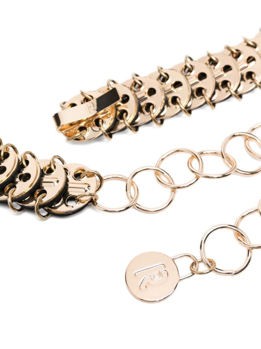 Rabanne Interlinked Gold-Toned Belt With Black Accents