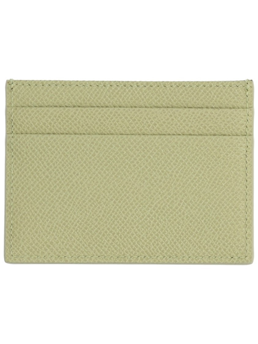 Dolce & Gabbana Muted Green Multiple Slots Leather Card Holder