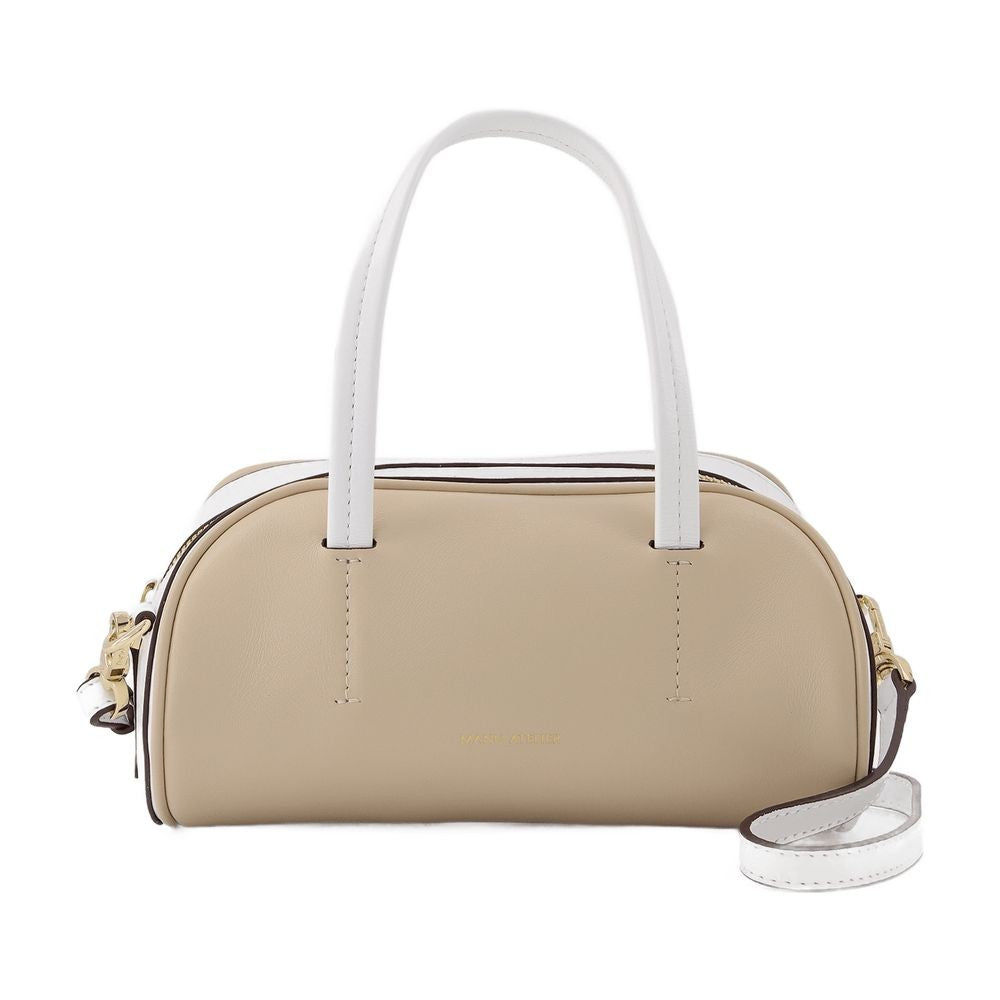 Manu Atelier Hourglass Bag In Ivory And White Leather