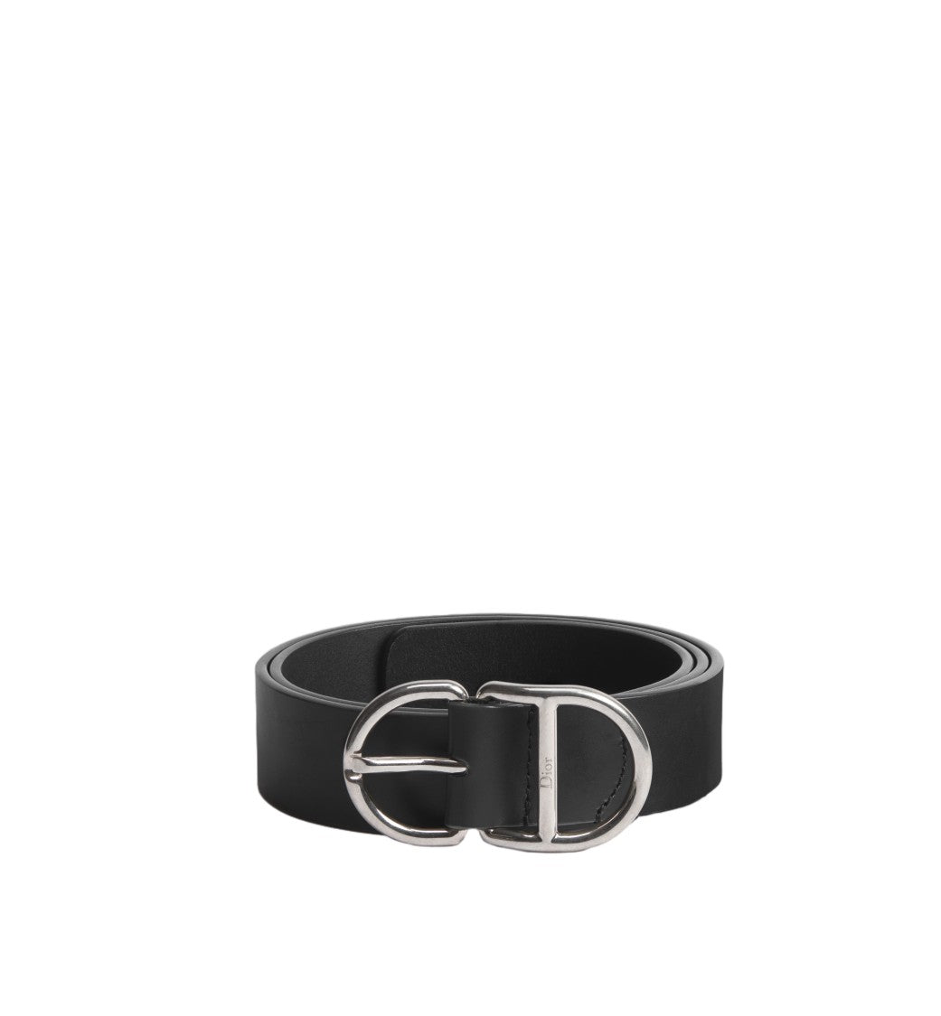 Christian Dior Black Sangle Smooth Leather Strap Belt