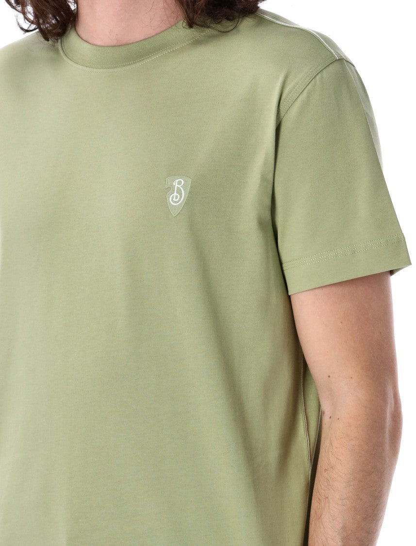Burberry Ribbed Cotton T-Shirt With Subtle Embroidered Emblem