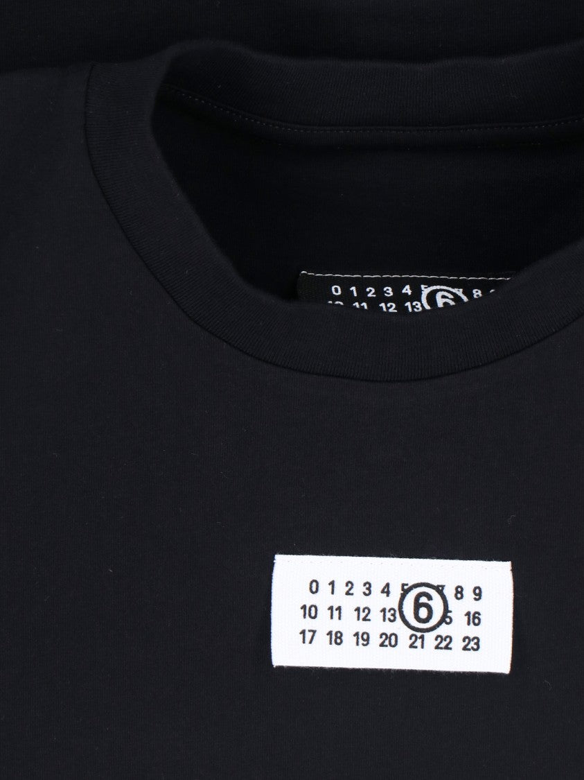 Mm6 By Maison Margiela Contrasting Logo Black Cotton T-Shirt