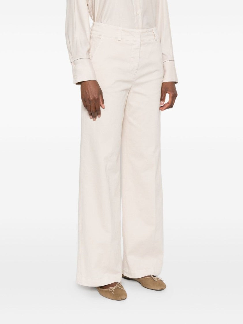 Peserico Wide-Leg Beige Trousers With High Waist