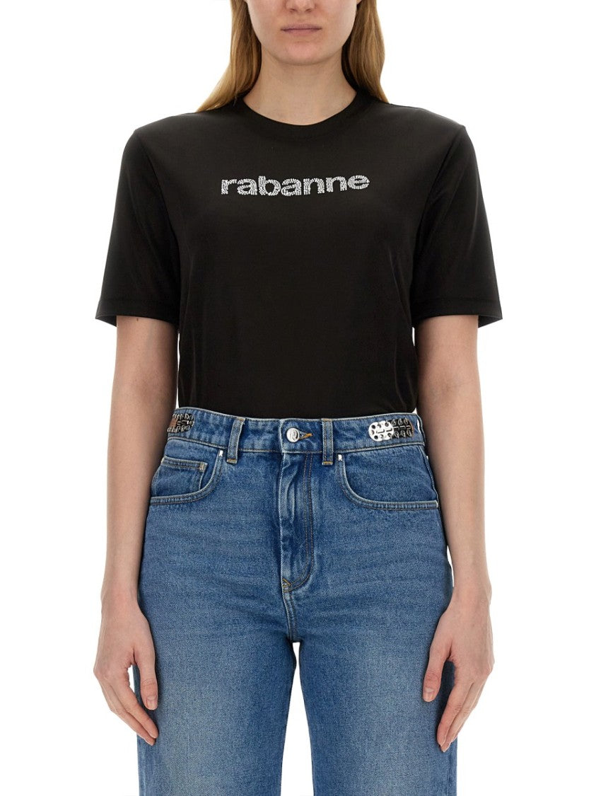 Rabanne Regular Fit T-Shirt With Sparkling Logo Design