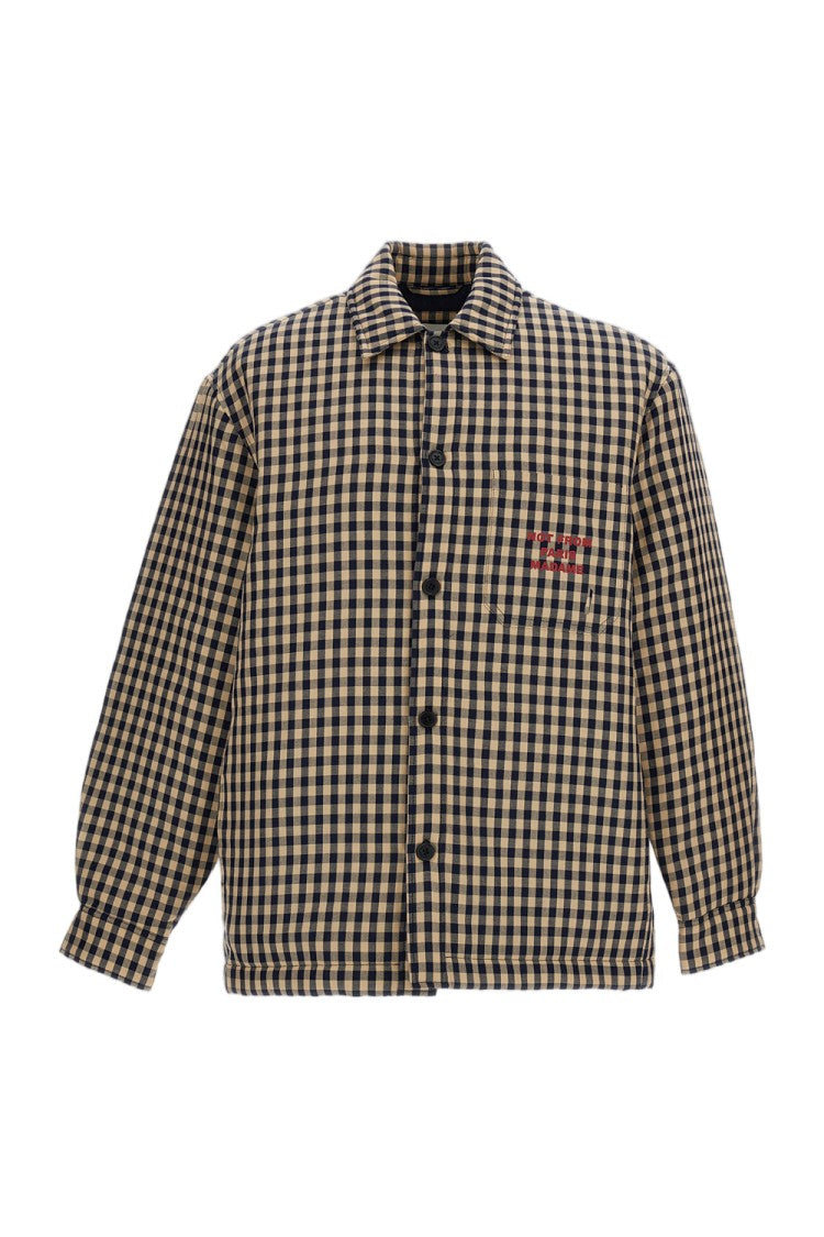 Drôle De Monsieur Padded Checked Overshirt With Engraved Button Closure
