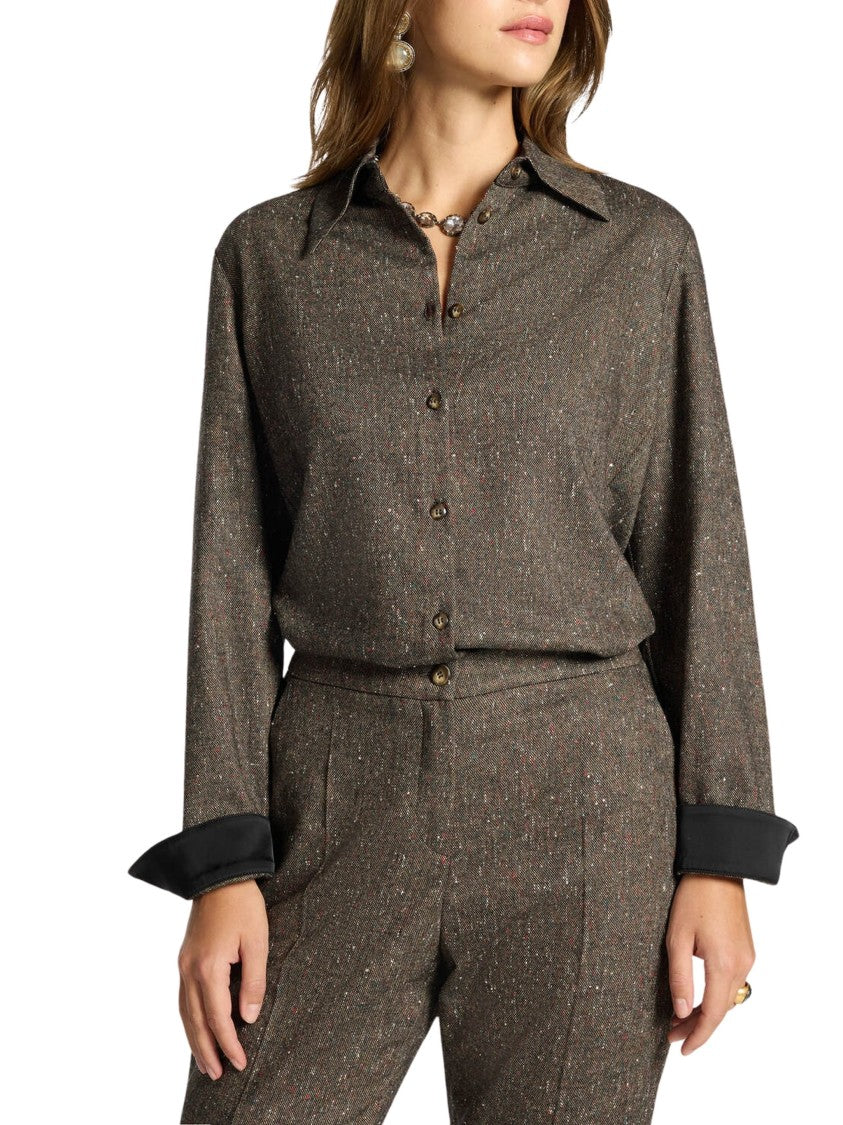 Elena Miro` Wool-Blend Tweed Shirt