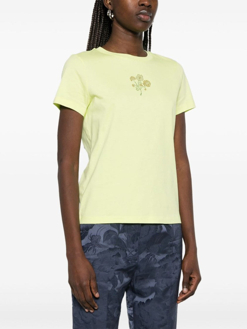 Kenzo Lemon Yellow Appliqué Logo Crew Neck Top
