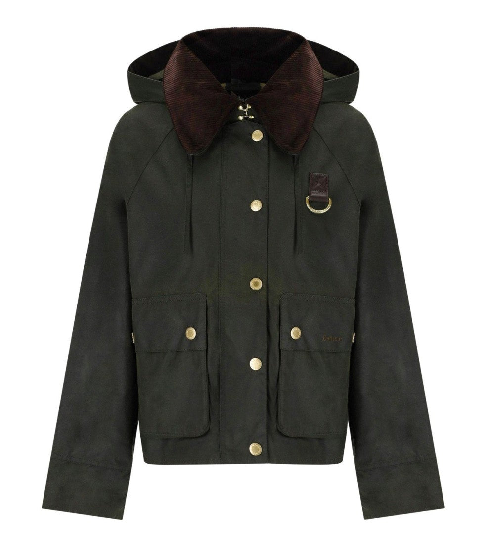 Barbour Reighton Wax Green Hooded Jacket