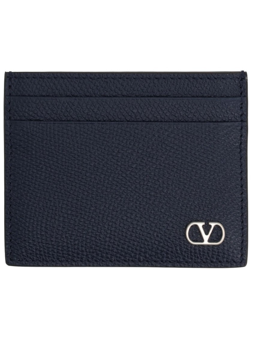 Valentino Garavani Vlog Signature Textured Calf Leather Card Holder