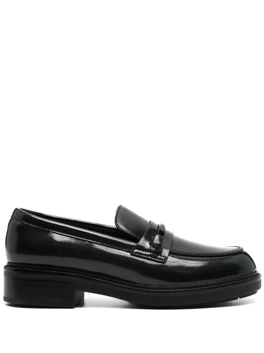 Calvin Klein Glossy Leather Loafers With Classic Penny Strap