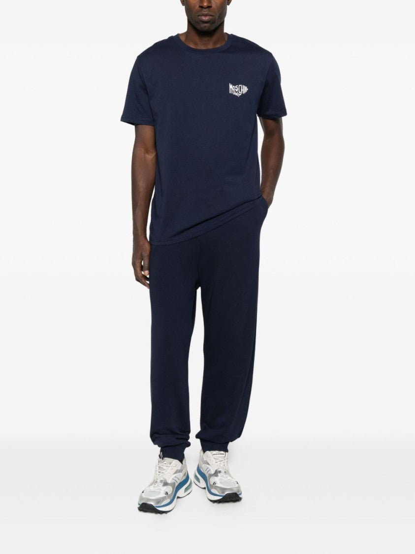 Moschino Deep Blue Drawstring Pants With Ribbed Cuffs